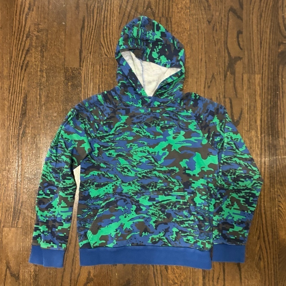 Under Armour Blue & Green Camo Kids Hooded Sweatshirt